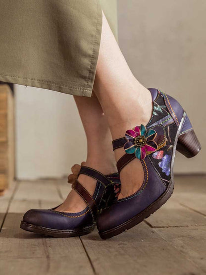 Veda Hand Embossed Leather Shoes Pumps by Colorstepshoes – Don't Panic Shoes