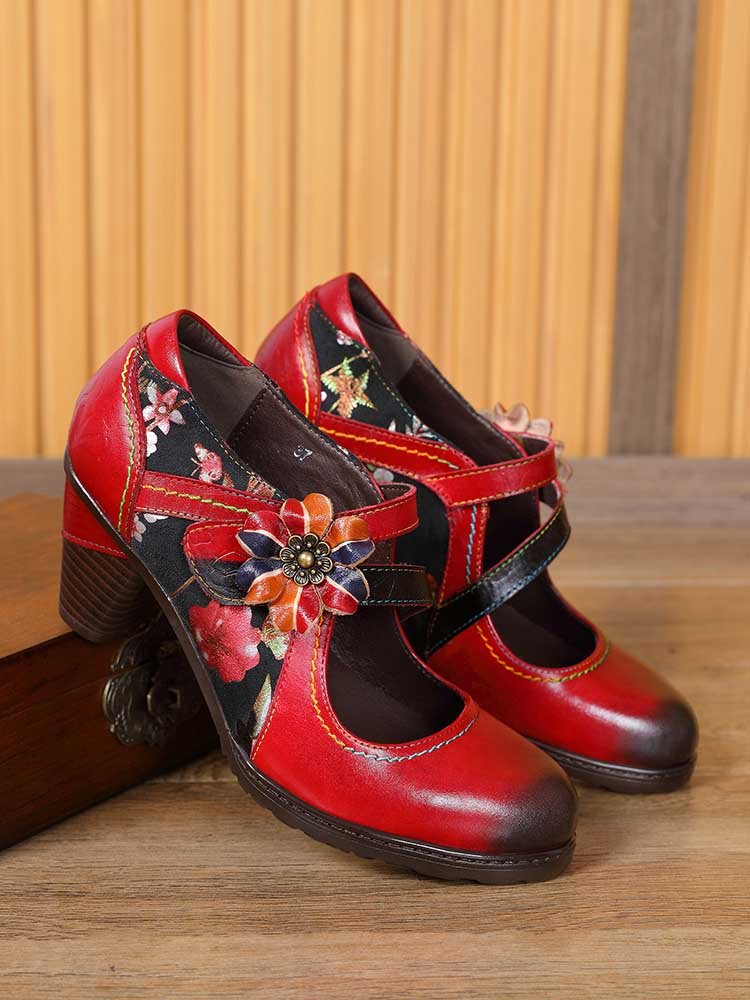 Veda Hand Embossed Leather Shoes Pumps by Colorstepshoes – Don't Panic Shoes