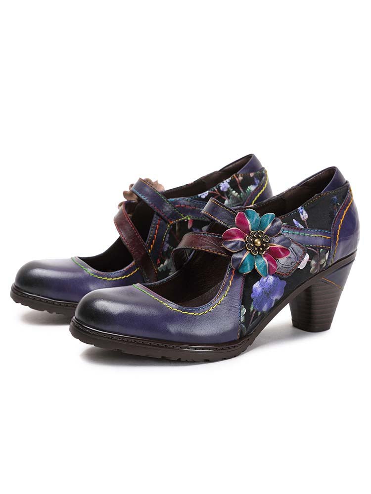 Veda Hand Embossed Leather Shoes Pumps by Colorstepshoes – Don't Panic Shoes