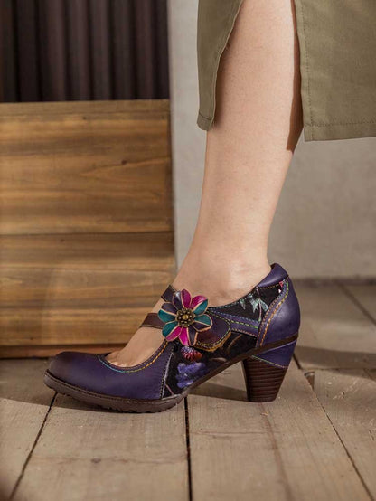 Veda Hand Embossed Leather Shoes Pumps by Colorstepshoes – Don't Panic Shoes