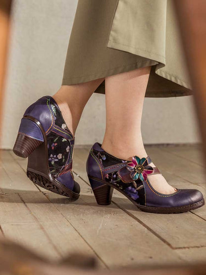 Veda Hand Embossed Leather Shoes Pumps by Colorstepshoes – Don't Panic Shoes