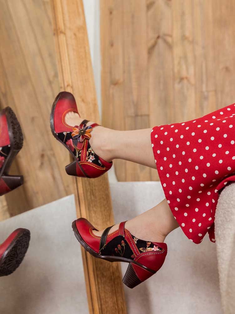 Veda Hand Embossed Leather Shoes Pumps by Colorstepshoes – Don't Panic Shoes