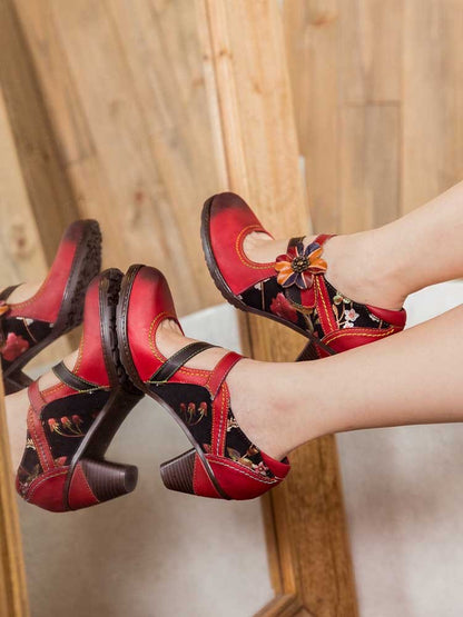 Veda Hand Embossed Leather Shoes Pumps by Colorstepshoes – Don't Panic Shoes