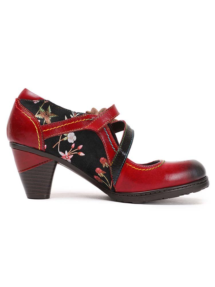 Veda Hand Embossed Leather Shoes Pumps by Colorstepshoes – Don't Panic Shoes