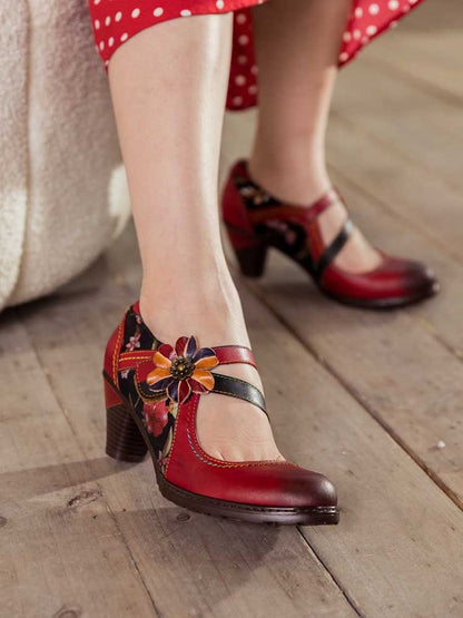 Veda Hand Embossed Leather Shoes Pumps by Colorstepshoes – Don't Panic Shoes