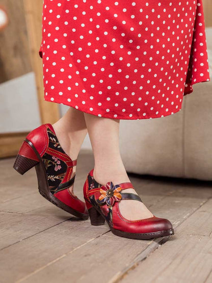 Veda Hand Embossed Leather Shoes Pumps by Colorstepshoes – Don't Panic Shoes