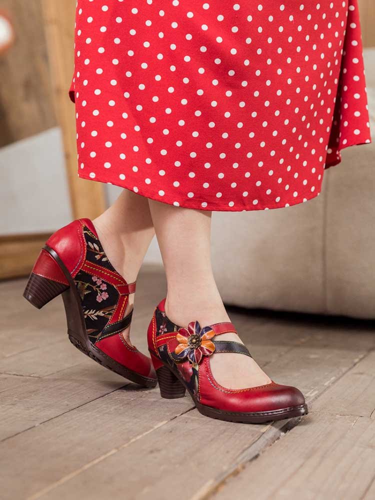 Veda Hand Embossed Leather Shoes Pumps by Colorstepshoes – Don't Panic Shoes