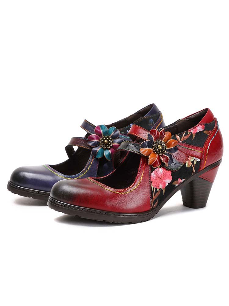 Veda Hand Embossed Leather Shoes Pumps by Colorstepshoes – Don't Panic Shoes