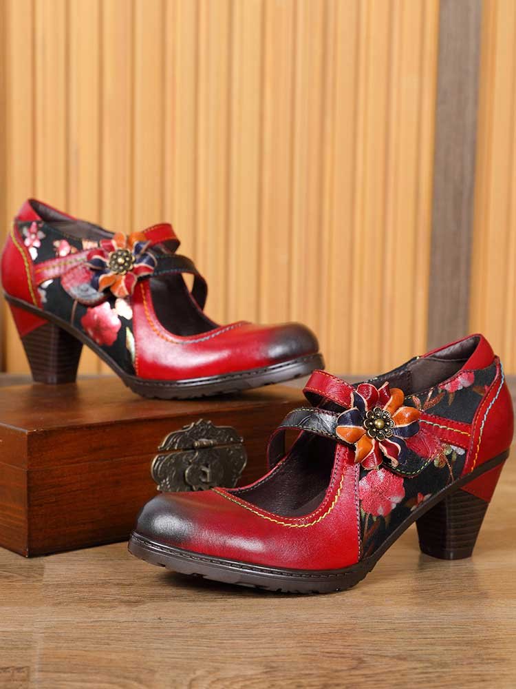 Veda Hand Embossed Leather Shoes Pumps by Colorstepshoes – Don't Panic Shoes