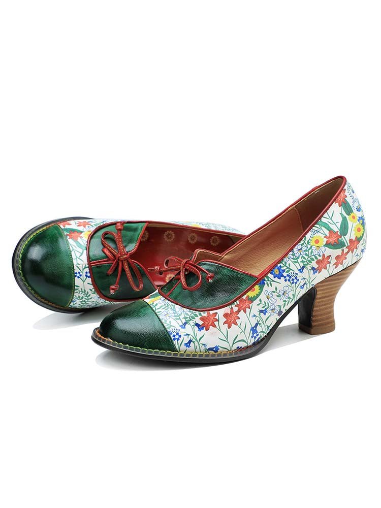 Vintage Hand - Embossed Leather Shoes Pumps by Colorstepshoes – Don't Panic Shoes