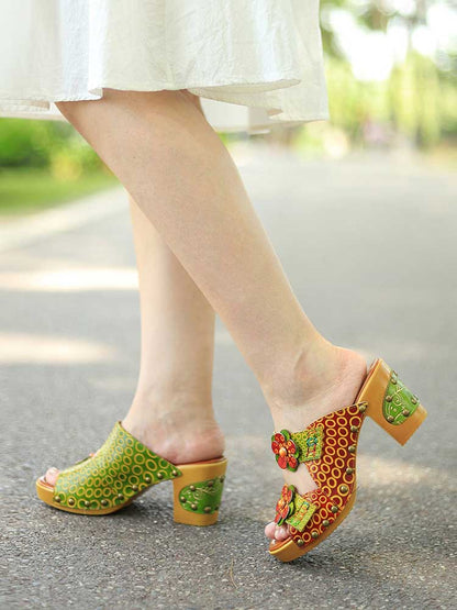 Vintage Handmade Fish Mouth Floral Sandals Sandals by Colorstepshoes – Don't Panic Shoes