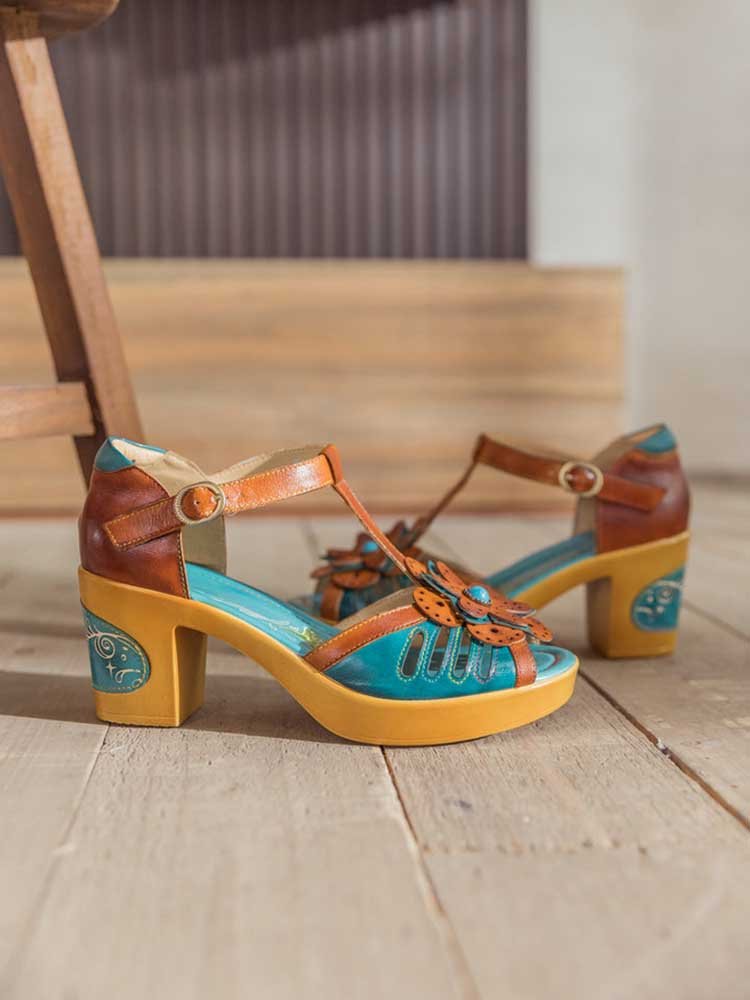 Vintage Handmade Fish Mouth Floral Sandals Sandals by Colorstepshoes – Don't Panic Shoes