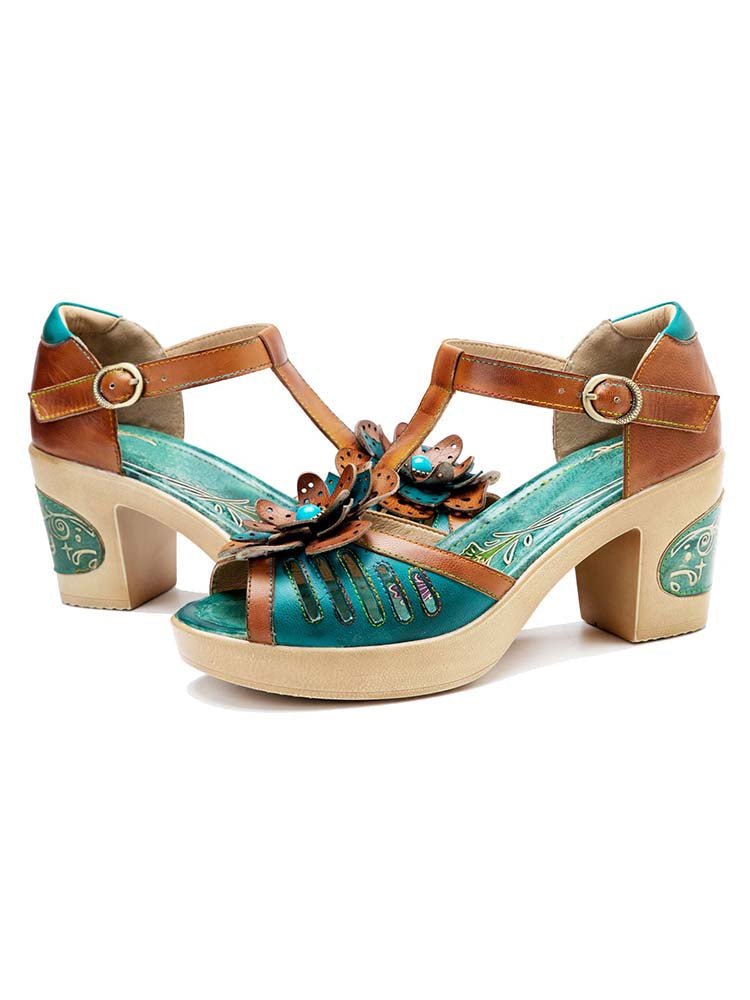 Vintage Handmade Fish Mouth Floral Sandals Sandals by Colorstepshoes – Don't Panic Shoes