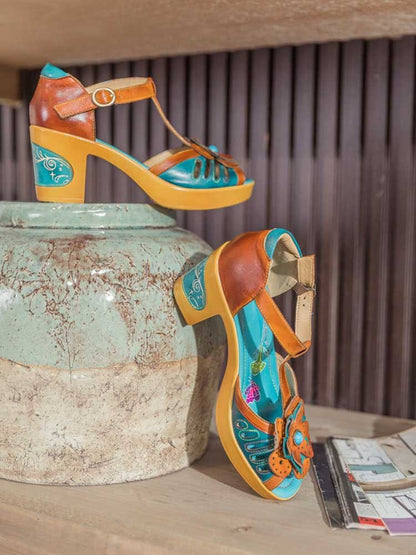 Vintage Handmade Fish Mouth Floral Sandals Sandals by Colorstepshoes – Don't Panic Shoes