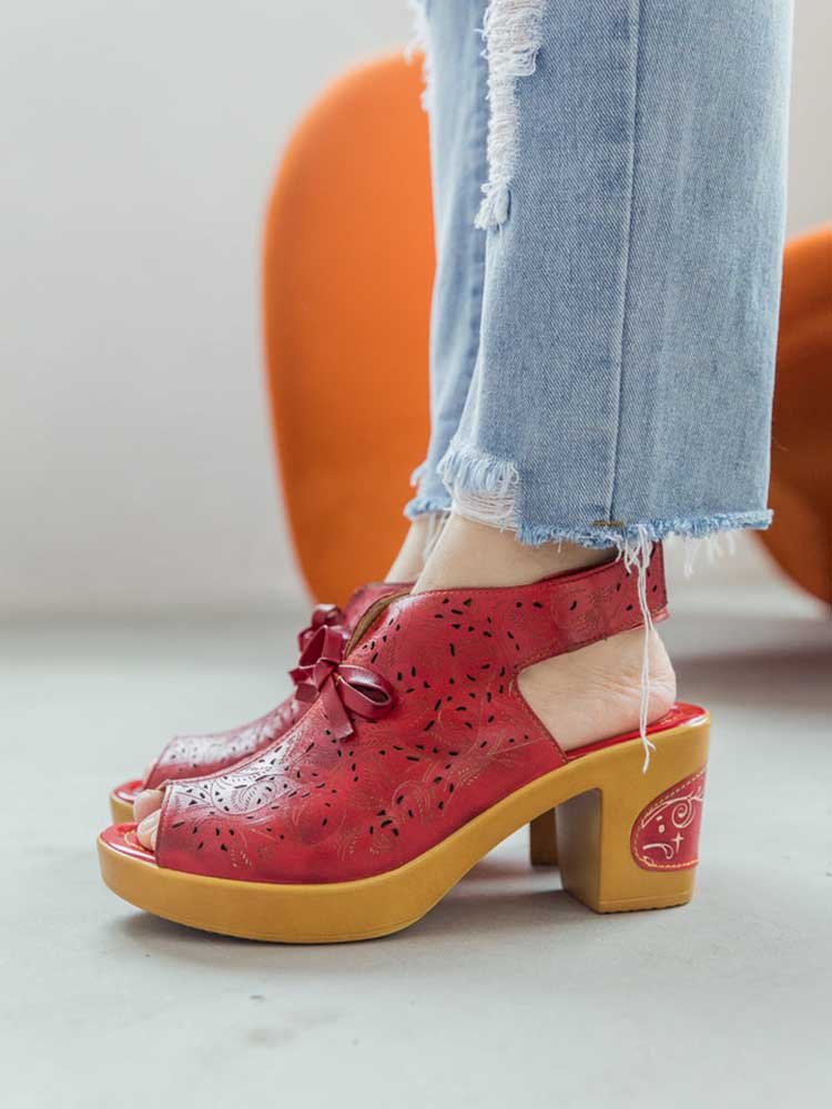 Vintage Handmade Fish Mouth Hollow Sandals Sandals by Colorstepshoes – Don't Panic Shoes