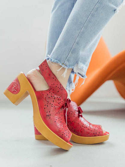 Vintage Handmade Fish Mouth Hollow Sandals Sandals by Colorstepshoes – Don't Panic Shoes