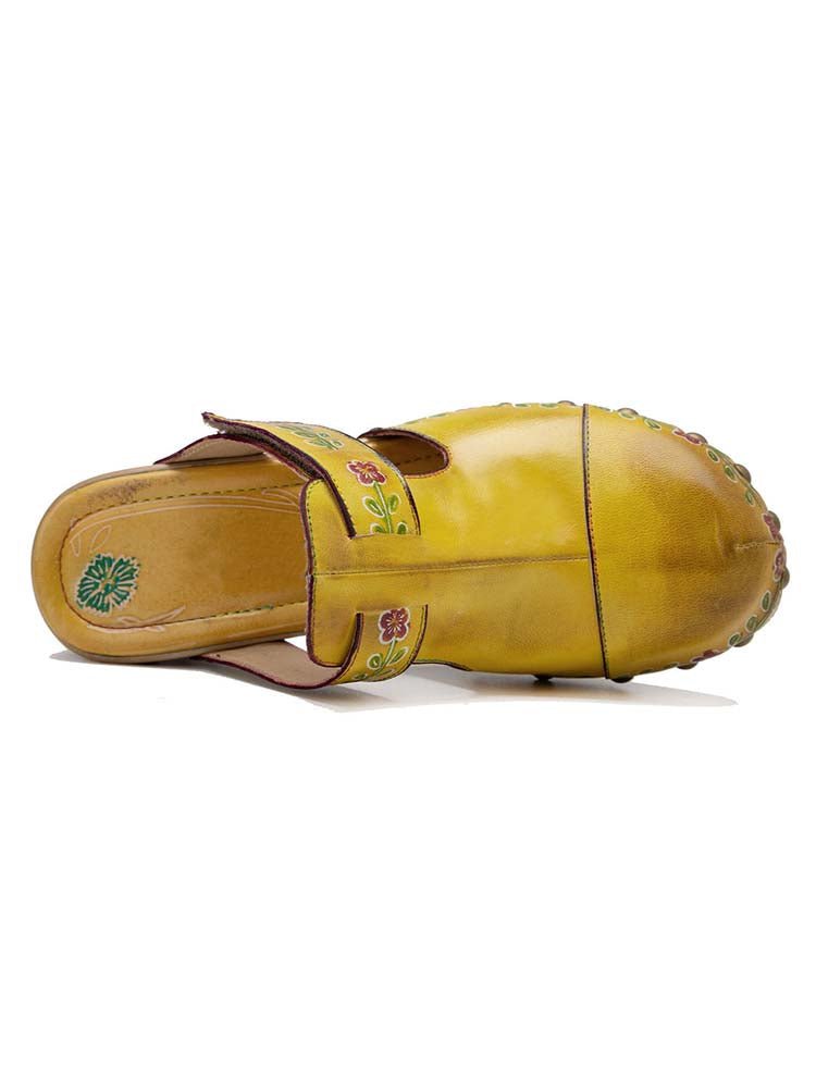 Vintage Handmade Round Toe Floral Slippers Sandals by Colorstepshoes – Don't Panic Shoes