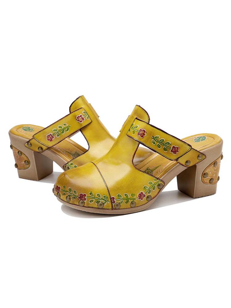 Vintage Handmade Round Toe Floral Slippers Sandals by Colorstepshoes – Don't Panic Shoes