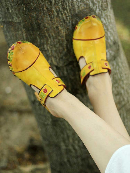 Vintage Handmade Round Toe Floral Slippers Sandals by Colorstepshoes – Don't Panic Shoes