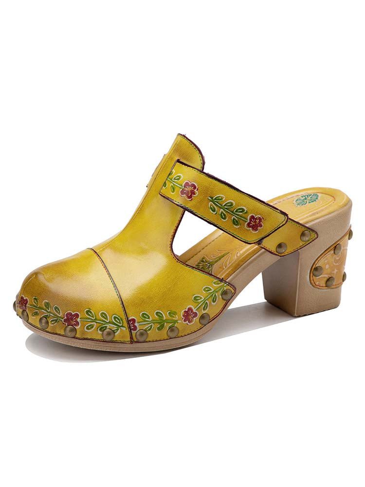 Vintage Handmade Round Toe Floral Slippers Sandals by Colorstepshoes – Don't Panic Shoes