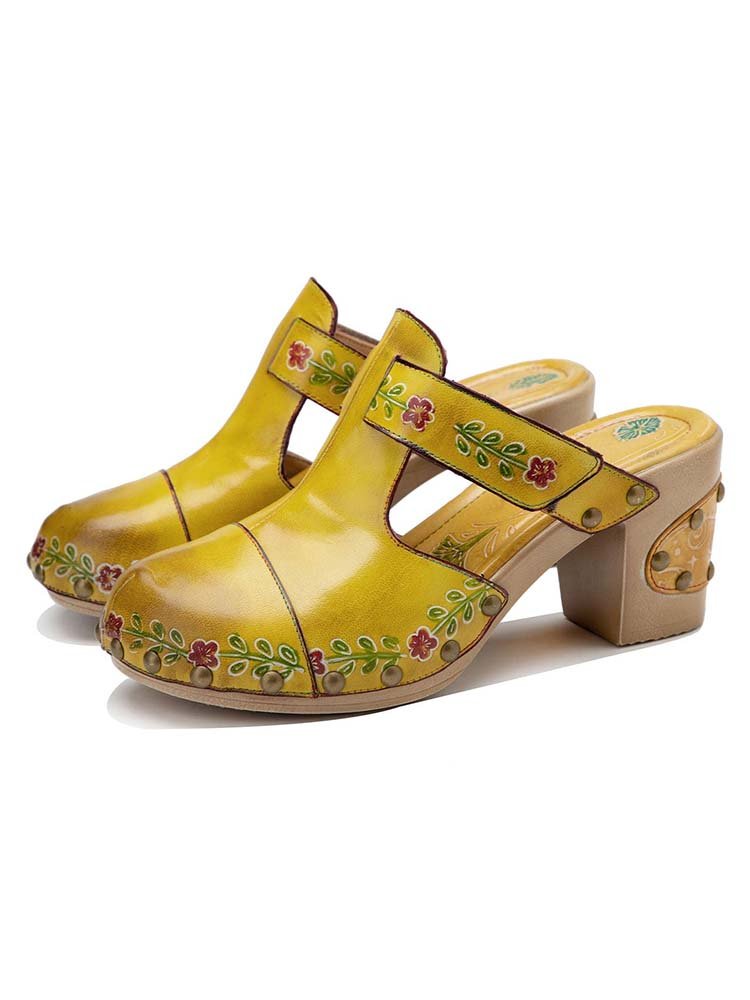 Vintage Handmade Round Toe Floral Slippers Sandals by Colorstepshoes – Don't Panic Shoes