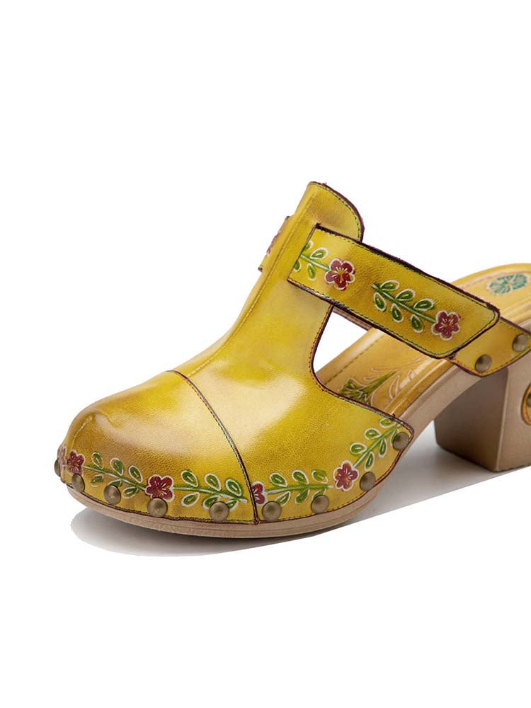 Vintage Handmade Round Toe Floral Slippers Sandals by Colorstepshoes – Don't Panic Shoes