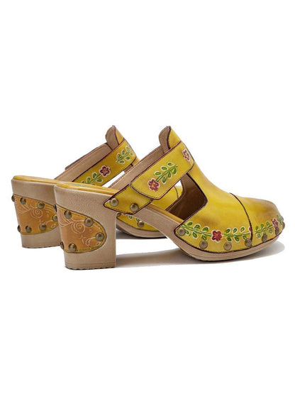 Vintage Handmade Round Toe Floral Slippers Sandals by Colorstepshoes – Don't Panic Shoes