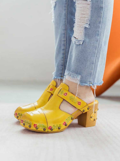 Vintage Handmade Round Toe Floral Slippers Sandals by Colorstepshoes – Don't Panic Shoes