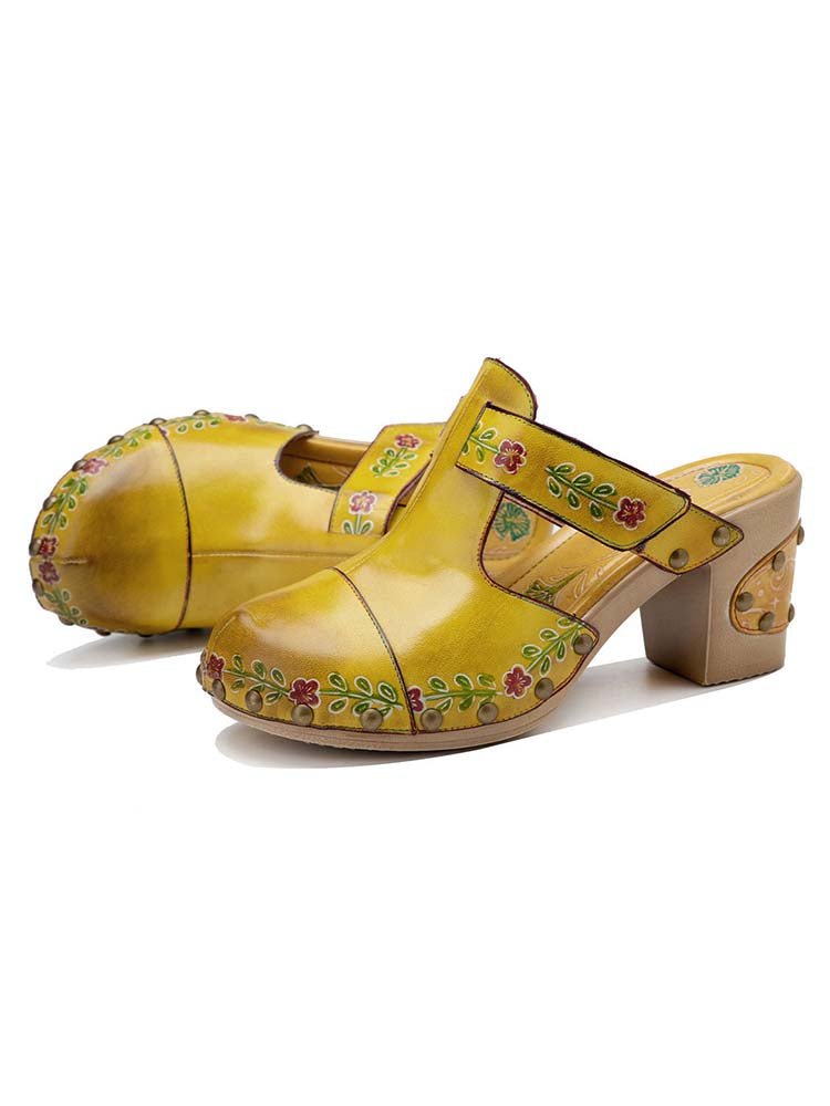 Vintage Handmade Round Toe Floral Slippers Sandals by Colorstepshoes – Don't Panic Shoes