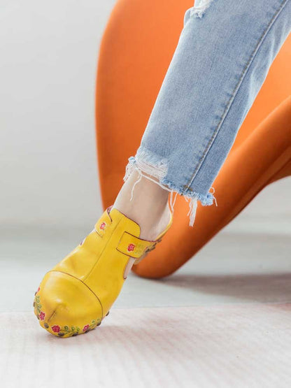 Vintage Handmade Round Toe Floral Slippers Sandals by Colorstepshoes – Don't Panic Shoes