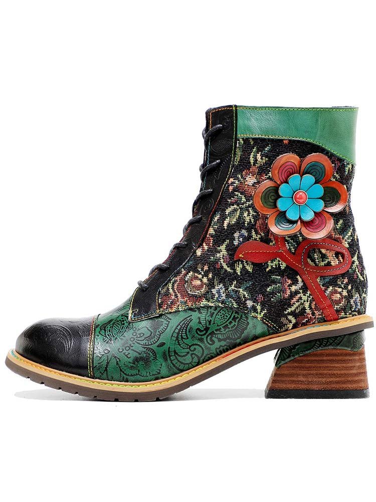 Vintage Handmade Stunning Floral Ankle Boots Booties by Colorstepshoes – Don't Panic Shoes