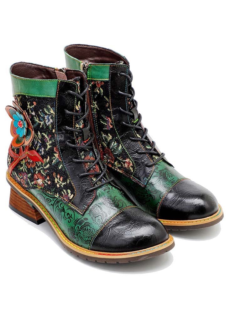 Vintage Handmade Stunning Floral Ankle Boots Booties by Colorstepshoes – Don't Panic Shoes