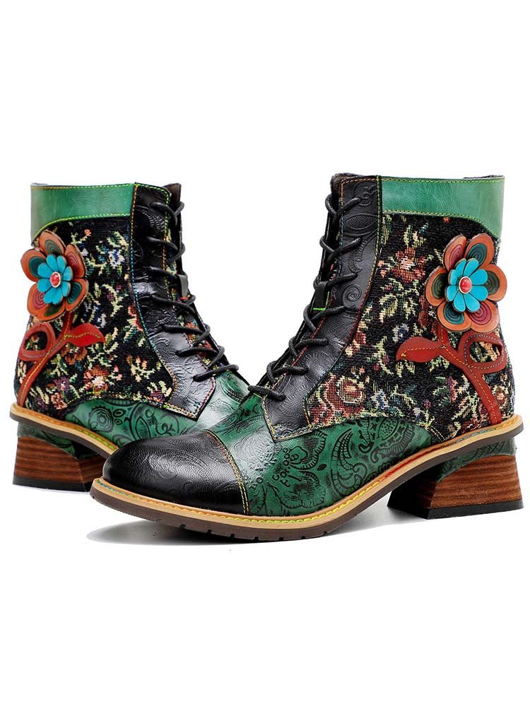 Vintage Handmade Stunning Floral Ankle Boots Booties by Colorstepshoes – Don't Panic Shoes