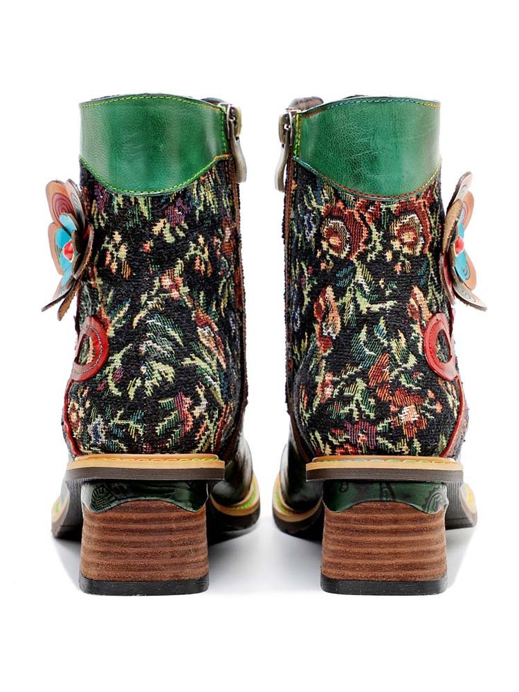 Vintage Handmade Stunning Floral Ankle Boots Booties by Colorstepshoes – Don't Panic Shoes