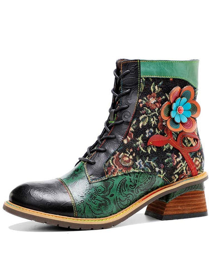 Vintage Handmade Stunning Floral Ankle Boots Booties by Colorstepshoes – Don't Panic Shoes