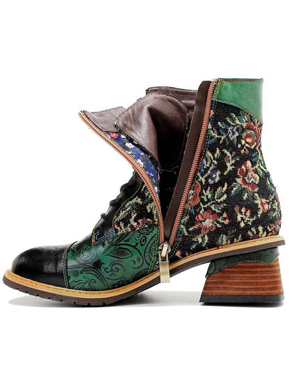 Vintage Handmade Stunning Floral Ankle Boots Booties by Colorstepshoes – Don't Panic Shoes