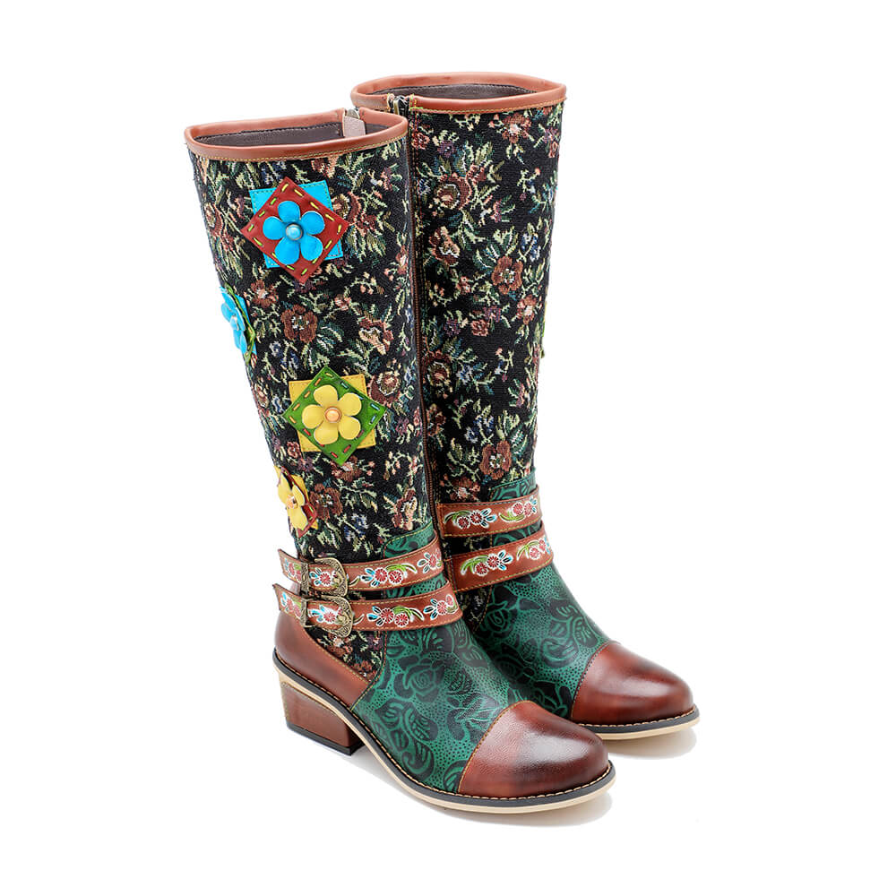 Vintage Handmade Stunning Floral Boots Boots by Colorstepshoes – Don't Panic Shoes