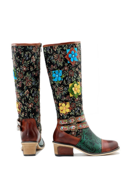 Vintage Handmade Stunning Floral Boots Boots by Colorstepshoes – Don't Panic Shoes
