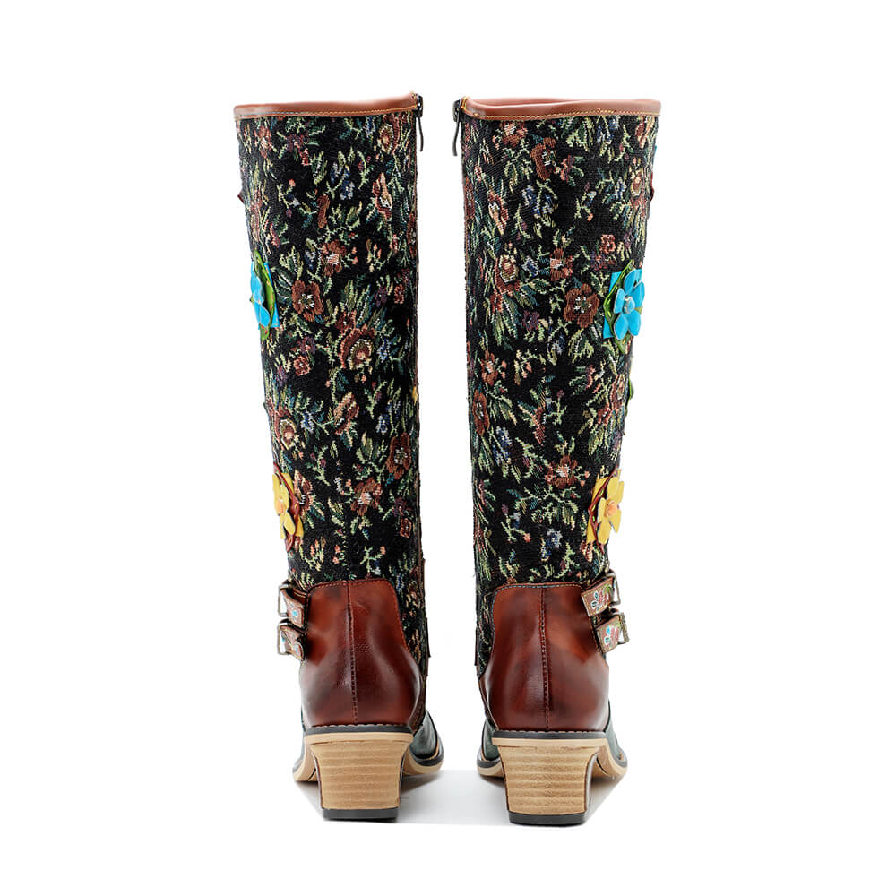 Vintage Handmade Stunning Floral Boots Boots by Colorstepshoes – Don't Panic Shoes