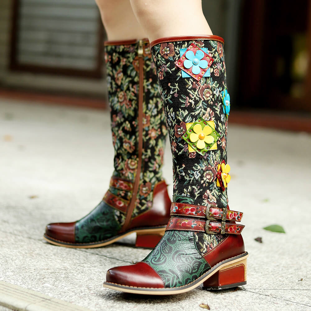 Vintage Handmade Stunning Floral Boots Boots by Colorstepshoes – Don't Panic Shoes