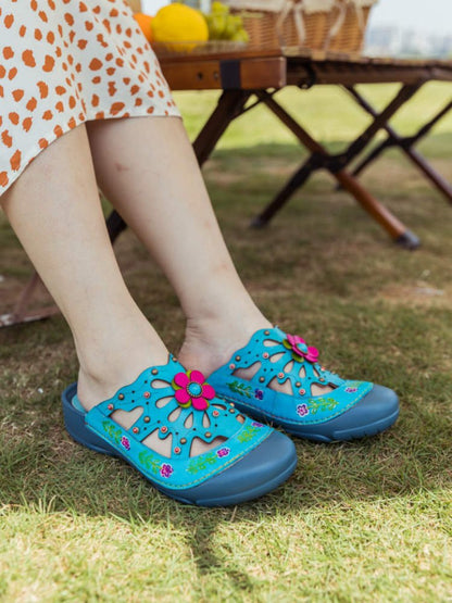 Vintage Printed Flowers Pattern Sandals Sandals by Colorstepshoes – Don't Panic Shoes