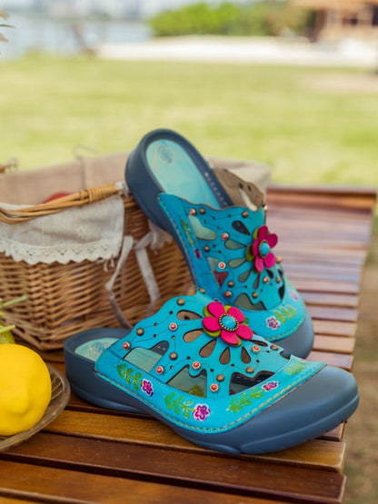 Vintage Printed Flowers Pattern Sandals Sandals by Colorstepshoes – Don't Panic Shoes