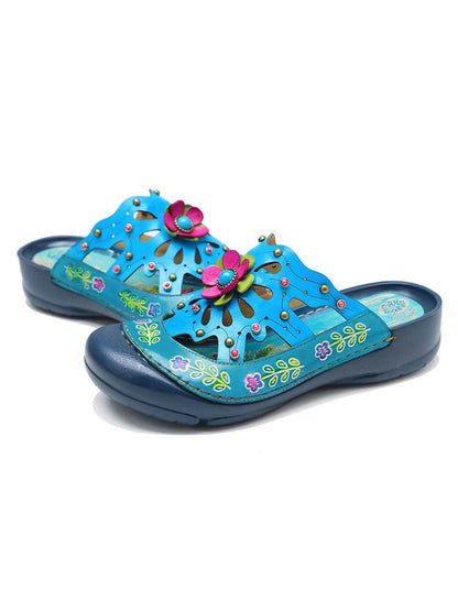 Vintage Printed Flowers Pattern Sandals Sandals by Colorstepshoes – Don't Panic Shoes