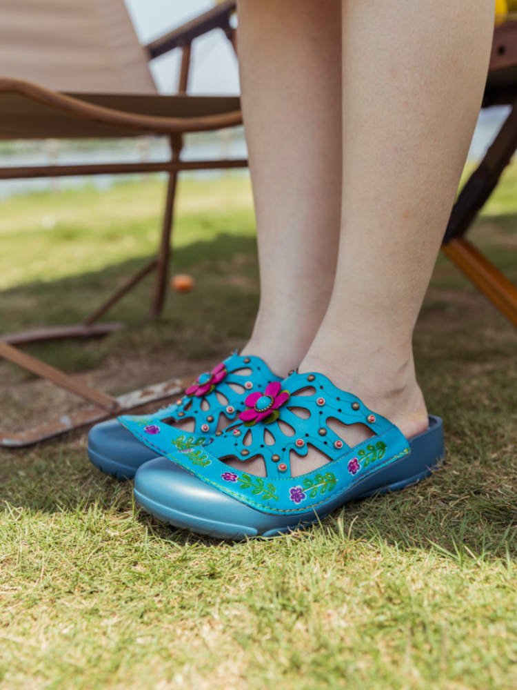 Vintage Printed Flowers Pattern Sandals Sandals by Colorstepshoes – Don't Panic Shoes