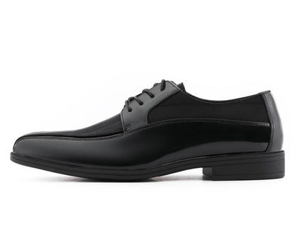 Viotti Dapper Black Derby ShoeS With Satin Flair Men’s Patent Leather Oxfords by Viotti – Don't Panic Shoes