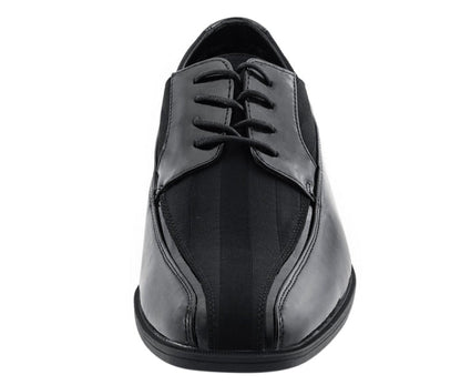 Viotti Dapper Black Derby ShoeS With Satin Flair Men’s Patent Leather Oxfords by Viotti – Don't Panic Shoes