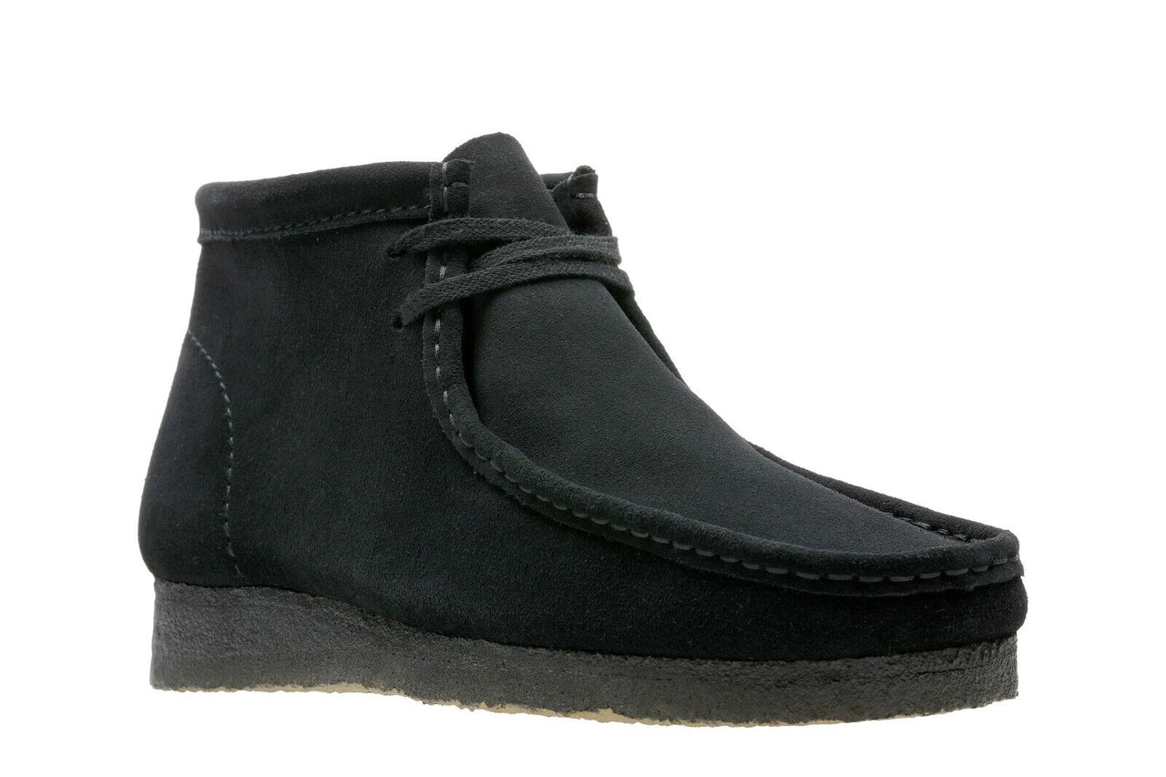 Clarks Originals Wallabee Boots Men's Black Suede 26155517 - iconic men's footwear featuring black suede material and classic Wallabee design