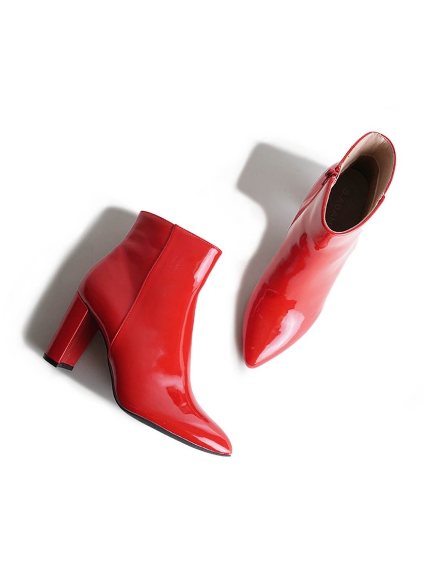 Wallice | Red Patent Boots by J.Adams – Don't Panic Shoes