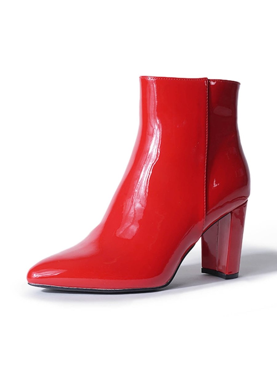 Wallice | Red Patent Boots by J.Adams – Don't Panic Shoes
