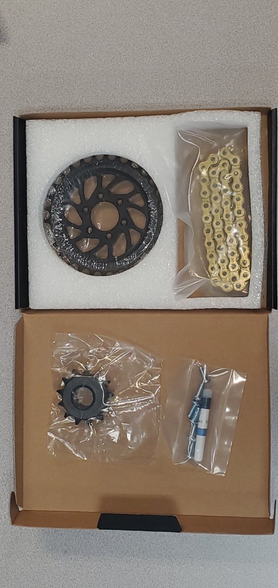 Warp 9 Warp Drive 420 Chain Drive Kit Surron Light Bee Metal Chain and Sprocket Kit by Howling Moto – Don't Panic Shoes